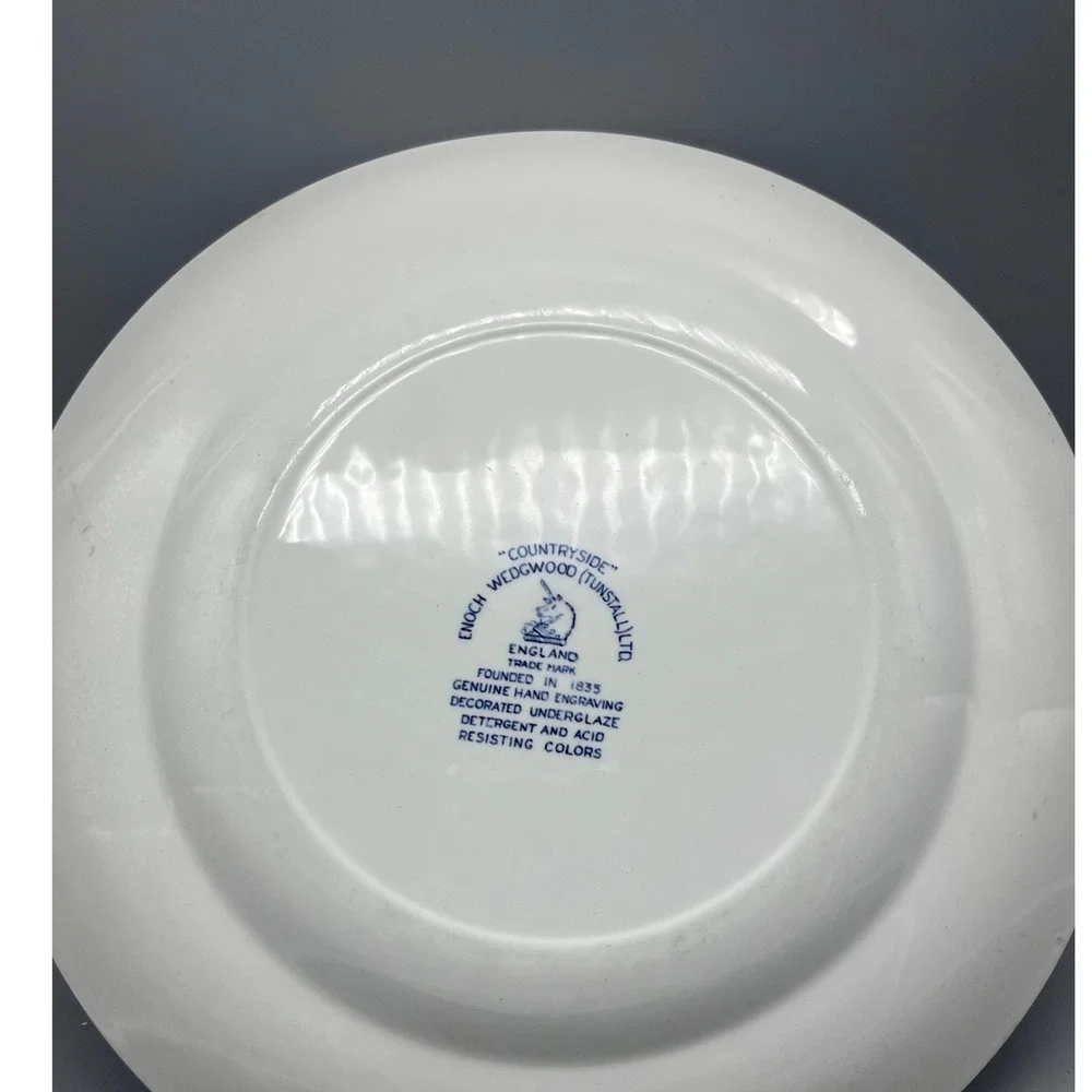 Enoch Wedgwood Countryside Blue Transferware Plate Vintage England Blue White‎